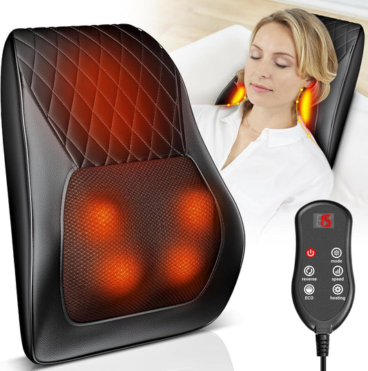ShiatsuFlow Neck & Back Massager — Deep Heat Relief